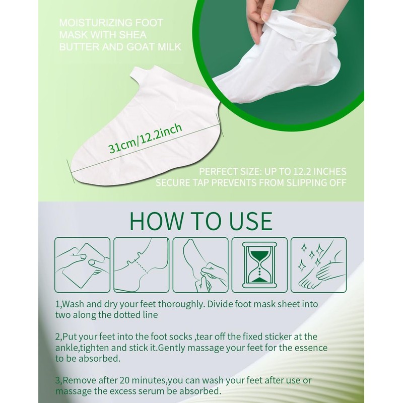 SULADEC Moisturizing Foot Mask with Shea Butter and Goat Milk,