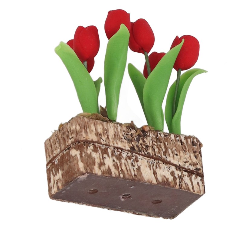 Artificial Tulips Flower Ornament 1:12 Doll House Garden Decor Simulated