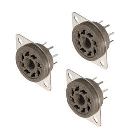 sourcing map 8 pins PCB Tube Socket Ceramics, Vacuum Tube Protect Tube Pin Socket, Brown Plated Suitable for 12AX7, 12AU7 Tube Pack of 3，GZS8-F1-G