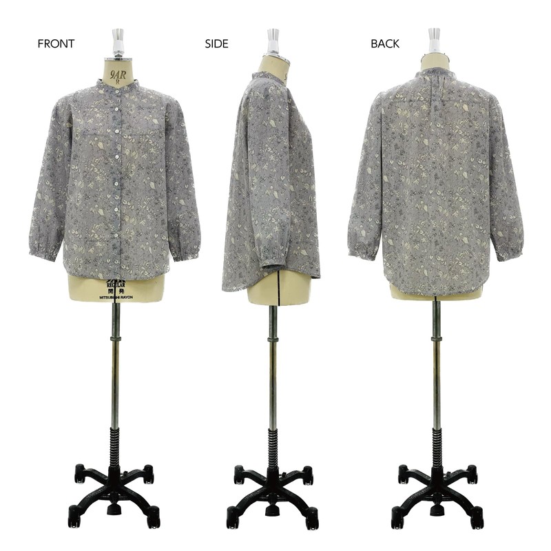 Sun Planning Pattern Pattern Band Collar Blouse 6530