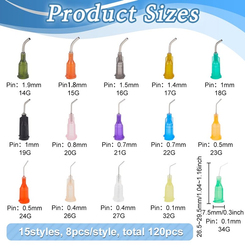 FINGERINSPIRE Pack of 120 Blunt Tip Dosing Needles Elbow Dosing
