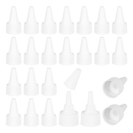 PATIKIL 28/410 Twist Top Caps, 60Pcs Plastic Squeeze Bottle Replacement Caps with Foam Gasket for Paint Lids Glue Dispensing DIY Crafts, White