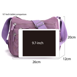 NOTAG Shoulder Bag for Women, Waterproof Nylon Cross Body Bag Casual Multi Pockets Messenger Bag for Travel (Purple)