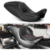 VASTMT One-Piece Custom Driver Passenger Seat Silicone Seat Diamond Stitching Pattern Compatible with Harley Touring Road Glide Road King Street Glide Electra Glide 2008-2022 (White/Red Stitching)