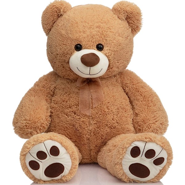 HollyHOME Teddy Bear Stuffed Animal Plush Giant Teddy Bears with Footprints Big Bear 36 inch Tan