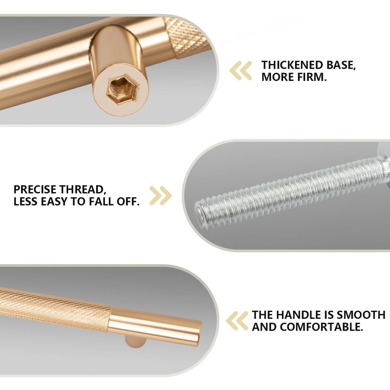 Bwintech 12 Pack Gold 150MM Knurled Cupboard Handles, 96MM Hole