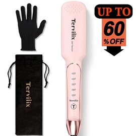 Terviiix Titanium Flat Iron Hair Straightener - ARC Non-Snagging for Smooth, One-Swipe Results, Salon-Grade Straightening Iron Saves Time on Thick, Curly, Black & Natural Hair - Style: 1 Inch (Black | Ceramic )