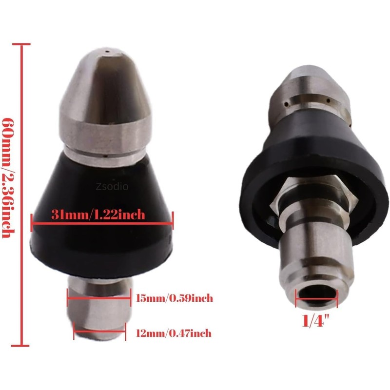 Zsodio 1/4" Stainless Steel Sewer Jetter Kit for Pressure Washer,