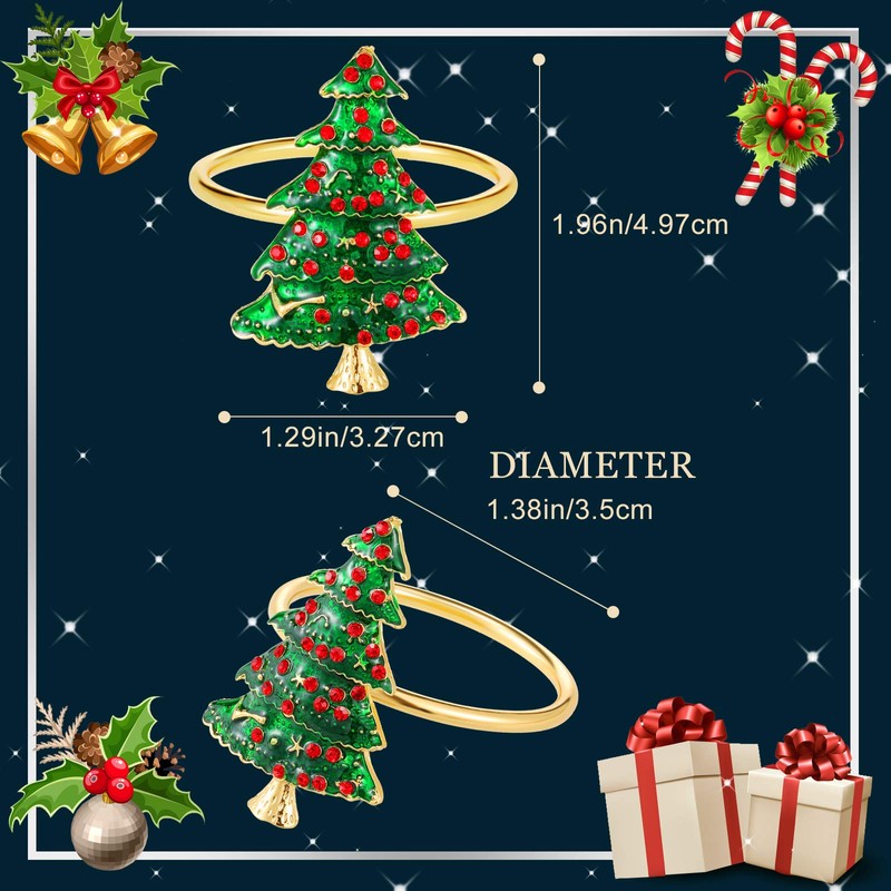 6 Pieces Christmas Napkin Rings Christmas Tree Napkin Rings Holders