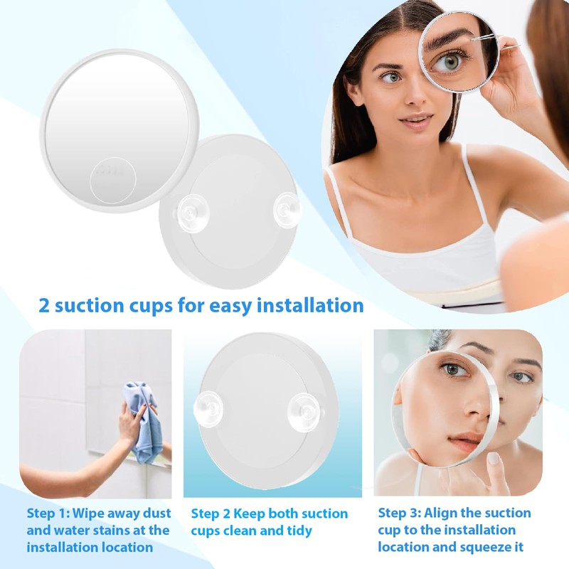 JSONPHX 1X LED Makeup Mirror with 5X and 10X Suction