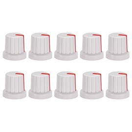 uxcell 10Pcs 6mm Shaft Hole Knob for Speaker Effect Pedal Amplifier White Potentiometer Knob Red Mark
