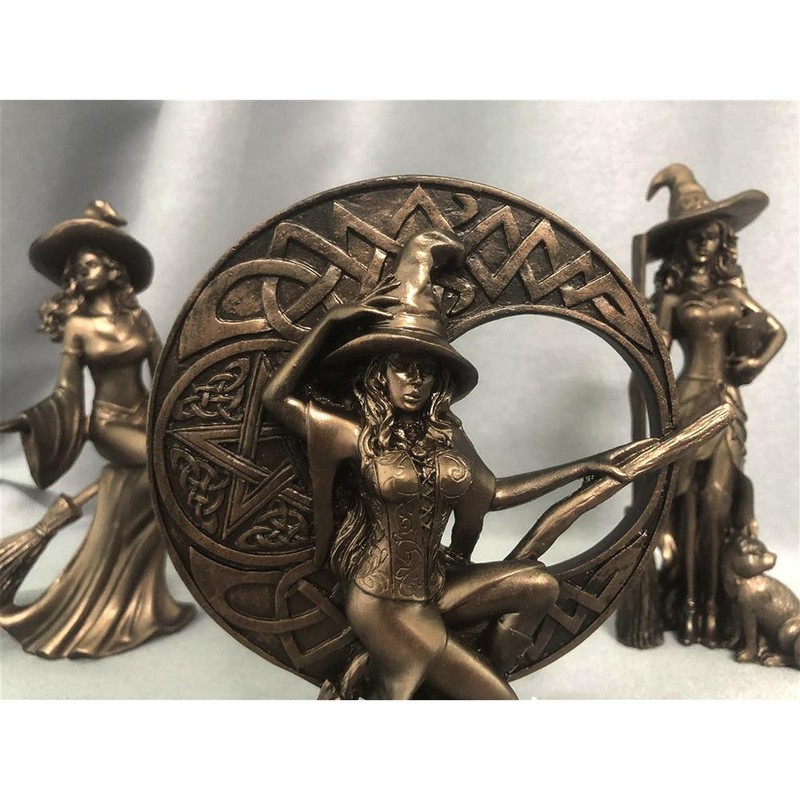 Copper Plated Witch Resin Crafts Home Decor Witch Wizard Resin