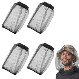 YUFFQOPC 4 Pcs Midge Head Net Nylon Mosquito Head Protecting Net Midge Net Head Cover Fly Insects Bugs Preventing Cover for Outdoor Hiking Camping Fishing Climbing Walking Black