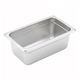 Winco 1/4 Size 4" Deep Metal Food Pan/Steam Table Pan, Anti-Jam, 22 Gauge