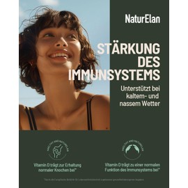 NaturElan Vitamin D3 K2 hochdosiert Tropfen - 50ml, 1000 I.E. Vitamin D3 pro Tropfen, vegetarisch, ohne Zusätze, in Deutschland produziert