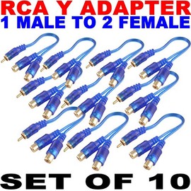 PC Y Splitter Adapter Cables RCA 1 Male to 2 Female