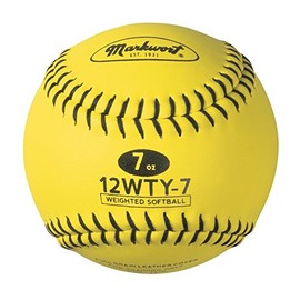 Markwort Lite Weight and Weighted Leather Softball, Optic Yellow, 7-Ounce