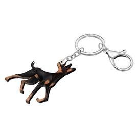 SHIGIE Acryl Schwarz Dobermann Hund Schlüsselanhänger Auto Rucksack Schlüsselring Welpe Tiere Schmuck Für Damen Frauen Haustiere Liebhaber Geschenke Reize (Schwarz)