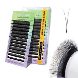 NAGARAKU Y Eyelash Extensions, Y Lashes Extensions, 2D Y Volume, Natural Eyelash Extensions, Prefabricated Fans, Premade Eyelashes, Cross and Cross Eyelashes, 12 Rows, Black (0.10 C Curl 8-15 mm)