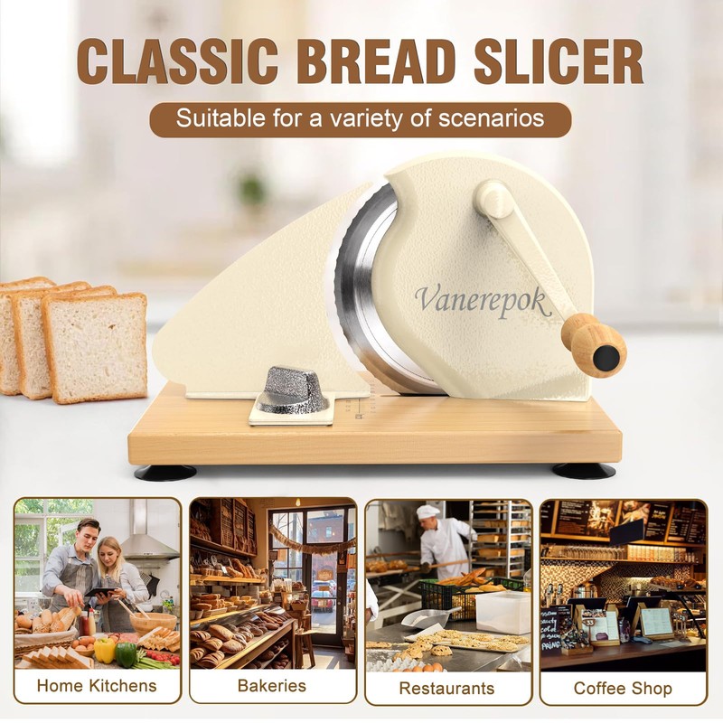 vanerepok Manual Bread Slicer for Homemade Sourdough Bread Versatile Hand
