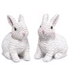 Hodao Set of 2 Woven Easter Bunny Figurines - 4.8"