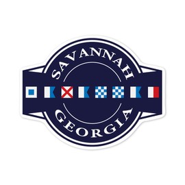 Die Cut Sticker Savannah, Georgia, Nautical Flags, Contour Vinyl Sticker 1 to 3 inches (Waterproof Decal for Cars, Water Bottles, Laptops, Coolers), Small