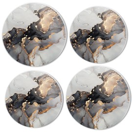 BaHomeck Gas Stove Burner Covers Set of 4,Round Stylish Soft Gray-Gold Marble Metal Stove Burner Covers,Electric Stove Burner Covers,Protecting Gas Stoves,Kitchen Decor, 8 inches and 10 inches
