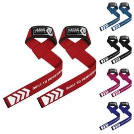 Weight Lifting Straps with Wrist Support – Non Slip Gym Wrist Straps Wraps – 6MM Neoprene Padded Power Strap - Weightlifting Fitness Bodybuilding Workout –Deadlift Straps (Red)