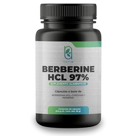 Berberina HCL 97% 500mg Por Cápsula - Ingredientes Naturales - Berberina Adicionada con Piperina y Cúrcuma