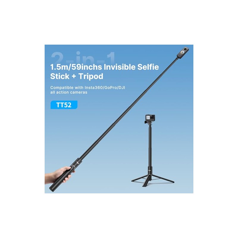 ULANZI TT52 Extendable Selfie Stick 150CM,Trípode Invisible Trípode