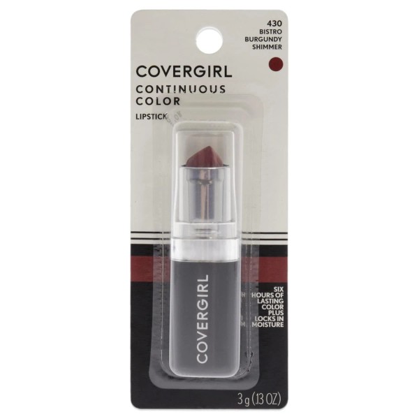 CoverGirl Continuous Color Lipstick - 430 Bistro Burgundy, 0.13 oz