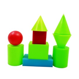 F Fityle 9x 3D Shapes Geometric Set Learning Toys Rectangular Pattern Blocks for School Supplies Elementary Children