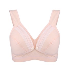 Ausla Wireless Maternity Nursing Bra, 4 Rows, Hook and Eye Closure, Front Open Button, Widened Shoulder Straps, Healthy Cotton Nursing Bras for Pregnant Women, skin-coloured