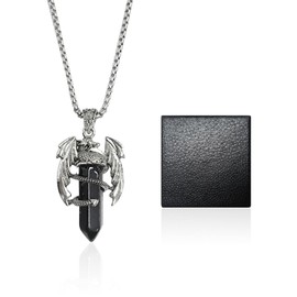 1 Piece Dragon Necklace, Crystal Necklace, Obsidian Pendant, Healing Necklace, Men's Jewelry, Men's Necklace, Perfect Dragon Shaped Gift for Men