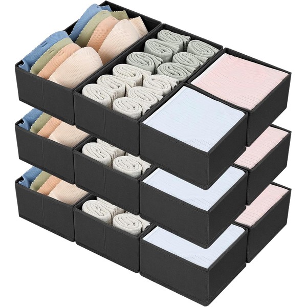 DIMJ Drawer Organizers, Set of 12 Clothes Drawer Organizer, Foldable