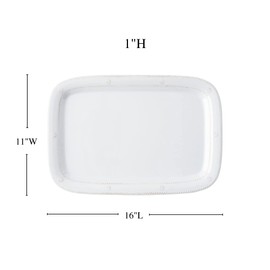 Juliska Berry & Thread Melamine Tray 16 in. - Whitewash, Melamine Serving Tray - Unbreakable, White Melamine, Decorative Embossed Melamine Tray