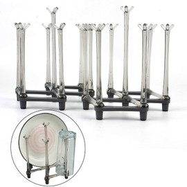 LIANGDONG SHOP 2 Pcs Cup Drying Racks Set, Retractable Drinking Glass & Baby Bottle Drainer Stand, PP Material Mug Draining Organizer, Kitchen Countertop Dishes Holder, Gray