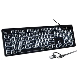 Backlit Keyboard for Mac – Full Size Wired USB Keyboard with Numeric Keypad, White Illuminated Keys, Compatible with MacBook Pro/Air, iMac, Mac mini/Pro – Space Gray