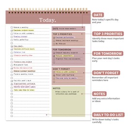 ALKALO To Do List Notepad, 52 Undated Sheets （8.5"×11"）Duplex-printed Daily Planner For Work Home School Office Desk Accessories Supplies & Goal Setting Tasks-RED