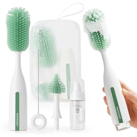 Momcozy Bottle Brush Kit Pro, Innovative Push-Press Design for Deep Cleaning - Bottle Cleaner Brush for Bottle/Breast Pumps/Nipple - Clog-Free Brush &