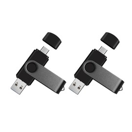 2-Pack 128GB Dual USB Flash Drive 2.0 - USB C & USB A 2-in-1 Thumb Drive for PC, Type C Phones,External Memory Stick for Photos/Videos