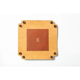 USA Made Premium Leather Valet Tray, Folds Flat! Little Buddy Dice Rolling Basket and Organizer With Brass Snaps - Reinforced Felt Bottom - For Keys, Jewelry, Coin, EDC, Watch Storage Caddy - Chestnut