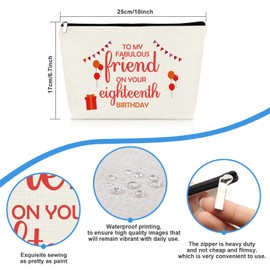 18 Birthday Gifts for Girls Best Friend Eighteenth Birthday Gifts Makeup Bags Birthday Gifts for 18 Year Old Girl Happy 18th Birthday Gifts for Her Friends Sister Bestie Friendship Gift Cosmetic Bag