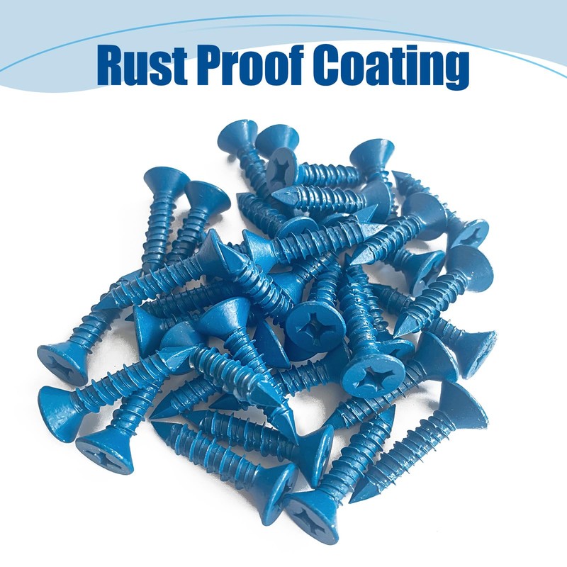 ANCHOREASE 3/16″×1-1/4″ (200Pcs) Flat Head Concrete Screw Anchor, Blue Screw,