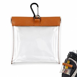 Livawnd Golf Tee Ball Bag Pouch Clip Holder Transparent for Men Women,Tee Waterproof Professional Holder Including Wood Bamboo Tees for Golf Course (1 Pack Brown)