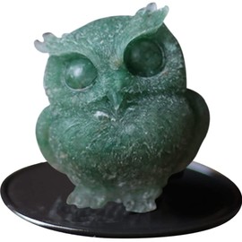 YUYAKESHI Owl Figurine, Mascot, Object, Cute, Mini Owl, Entryway, Garden, Rough Stone Storage, Natural Stone, Owl, Interior Decoration, Resin Decoration, Accessory with Mat Included