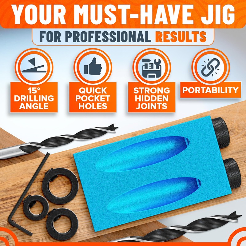 14 Pcs Pocket Hole Jig Kit for Woodworking – Aluminum