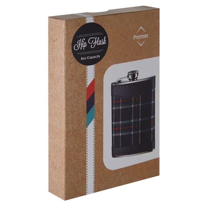 Premier Housewares 508267 Tartan Hip Flask, 8 oz - Blue