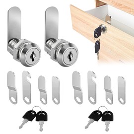 Letter Box Lock 20 mm - 2 Sets with 4 Keys and 4 Different Lock Plates - High-Quality Lock for Letterboxes, Drawers, Cupboards and Lockers