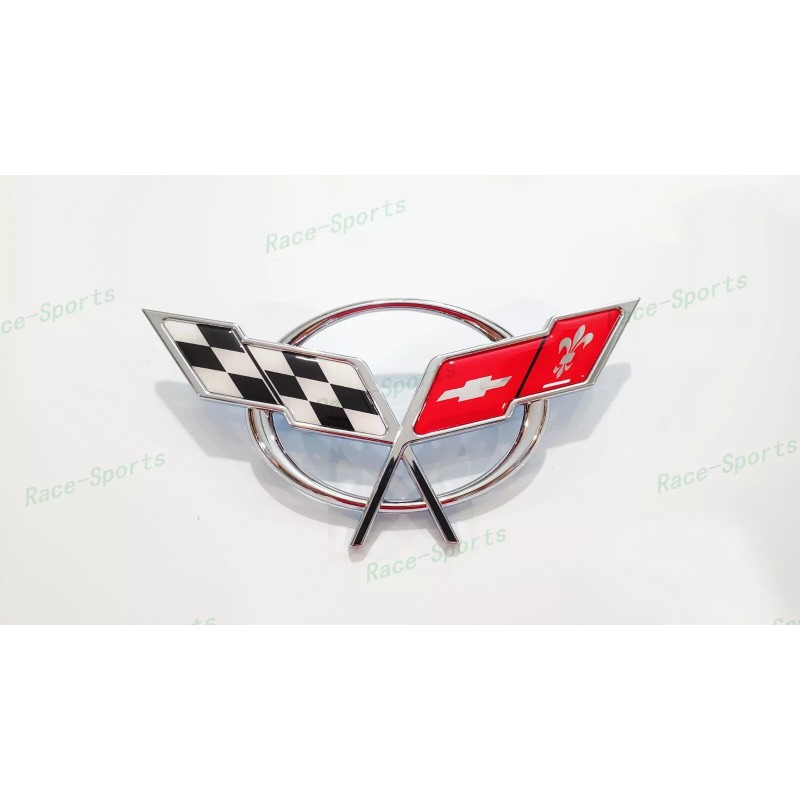 AUTO 2PCS Chrome Front Bumper Rear Deck Lid Cross Flags